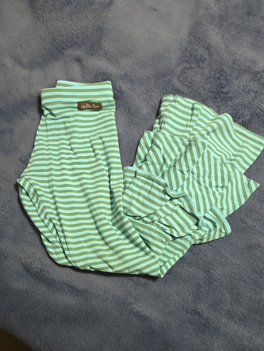 Matilda Jane Mint and White Striped Leggings